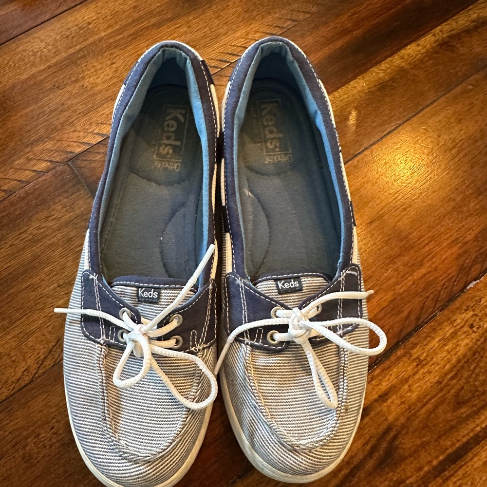 Keds Blue and White Striped Boat Shoes